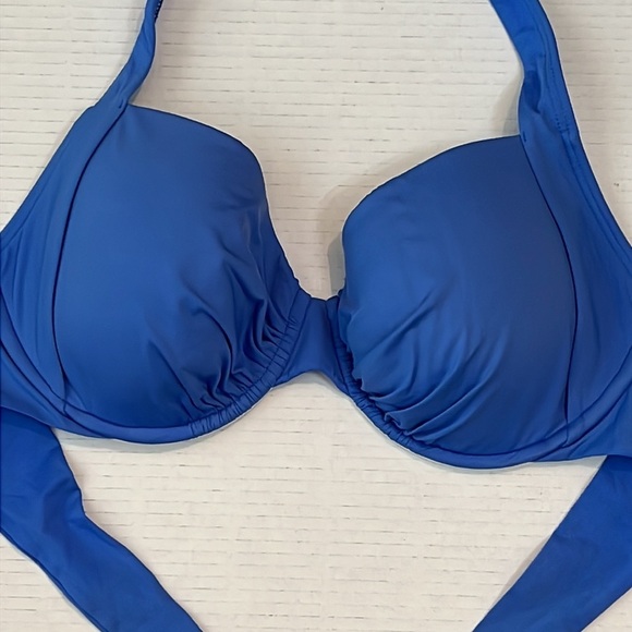 Kenneth Cole Reaction Cobalt Blue Padded Swimsuit Halter Bikini Top Size 38D - Picture 3 of 7